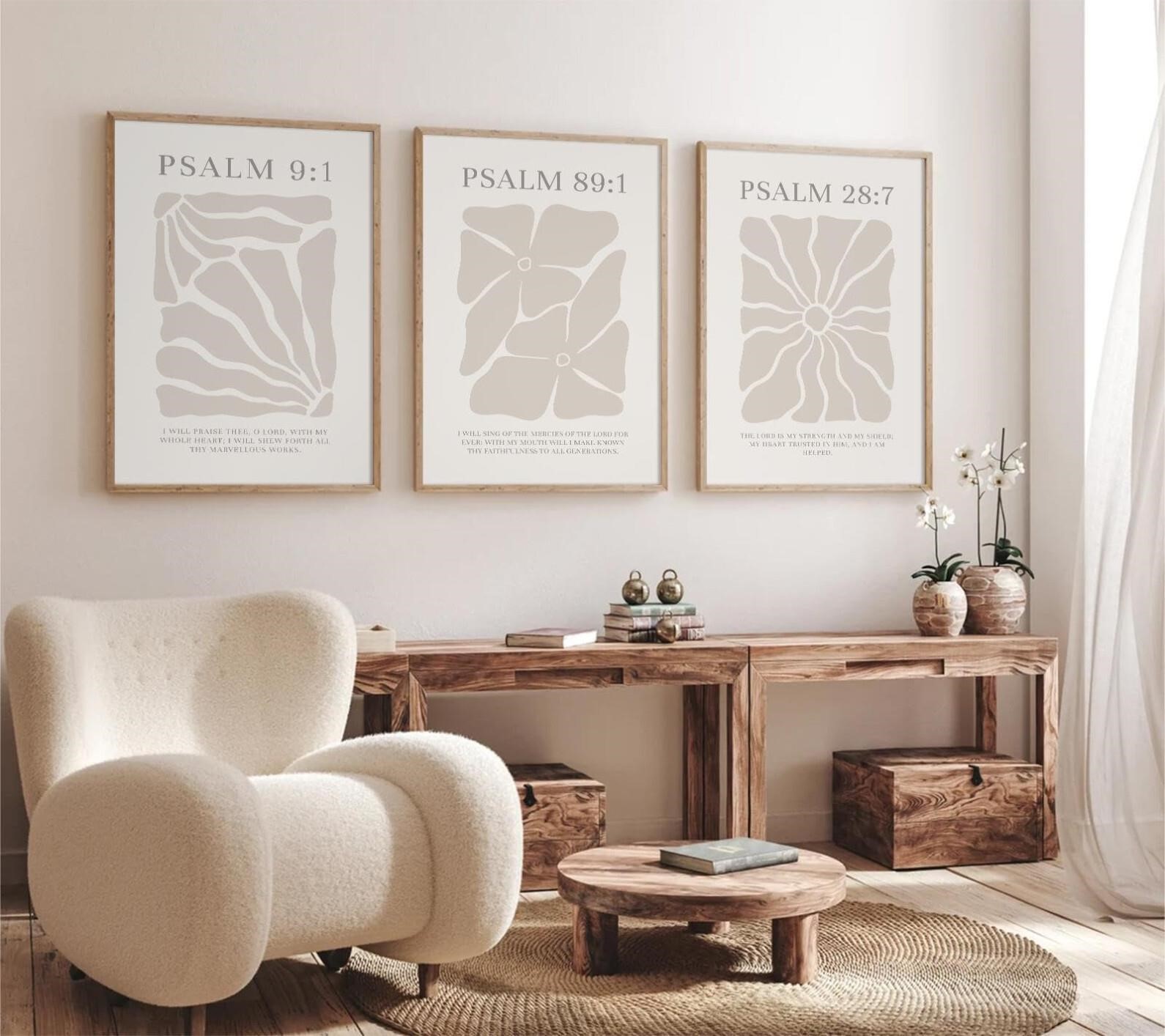 Joocrise Scripture Christian Wall Art Set of 3 Bei