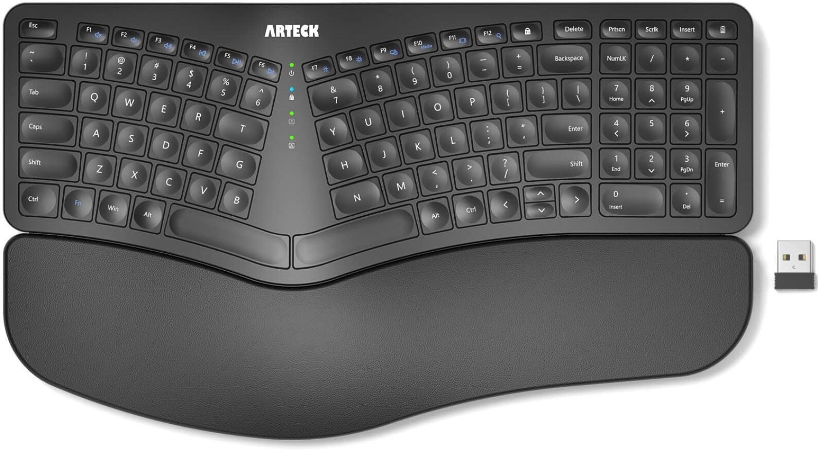 Arteck Split Ergonomic Keyboard with Cushioned Wrist