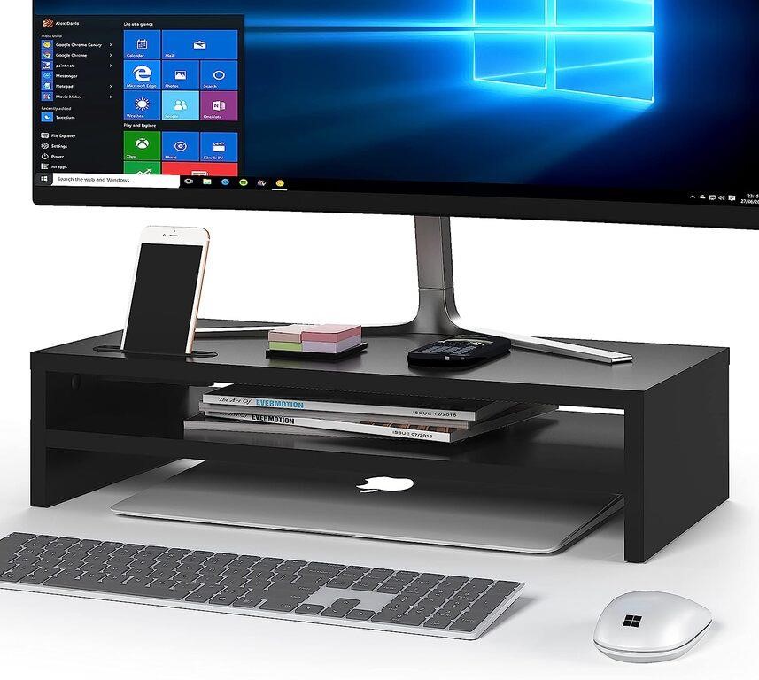 BONTEC Monitor Stand Riser, 2 Tiers Wood Monitor