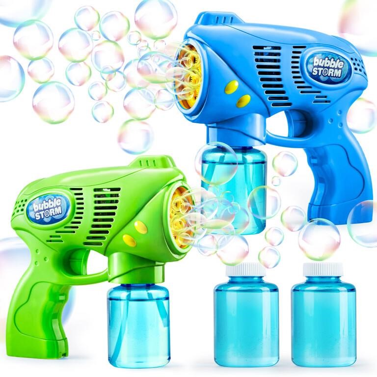 JOYIN 2 Bubble Guns with 2 Bottles Bubble Refill