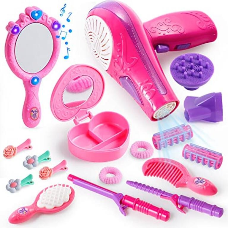 JOYIN 17Pcs Girls Beauty Salon Set for Pretend Pl