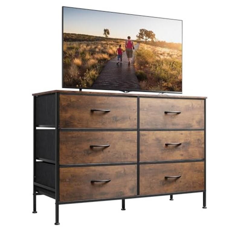 WLIVE Wide Dresser with 6 Drawers, TV Stand for 5