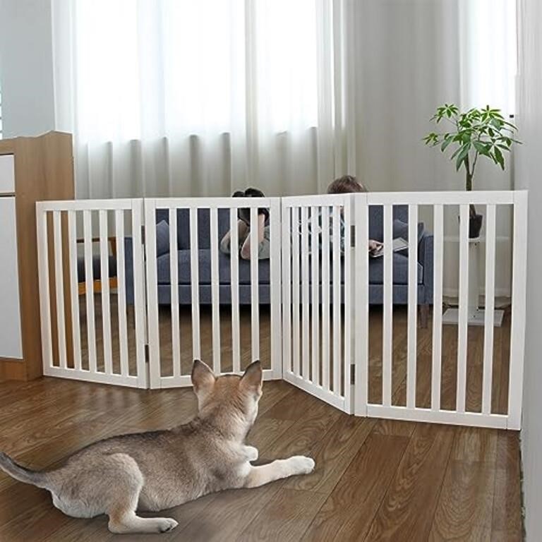 ZJSF Freestanding Foldable Dog Gate for House Ext