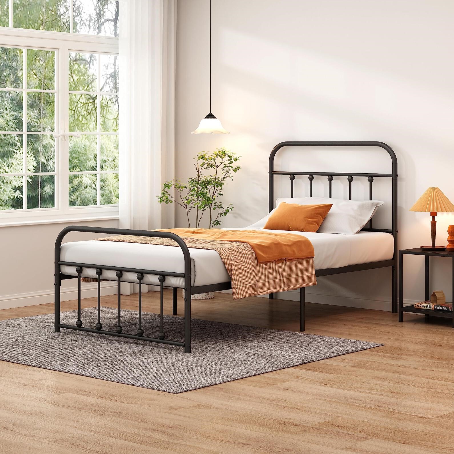 Closadin Classic Metal Platform Bed Frame with He